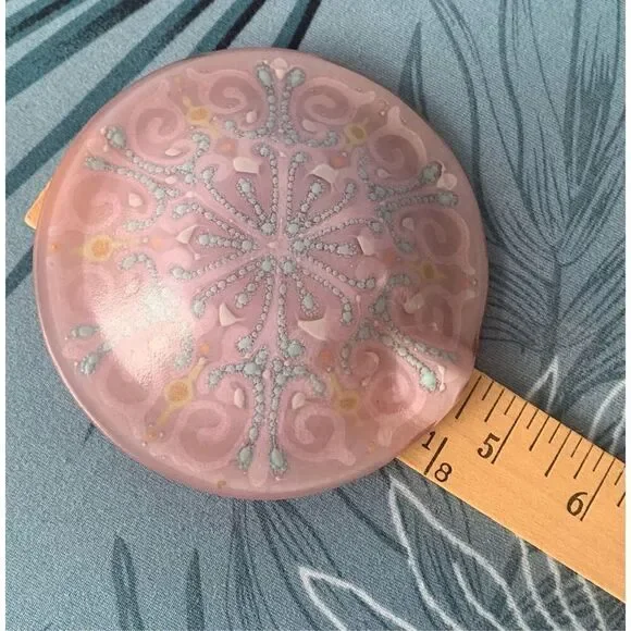 HIGGINS VINTAGE MCM PINK small FUSED ART GLASS BOWL ASHTRAY 4.5